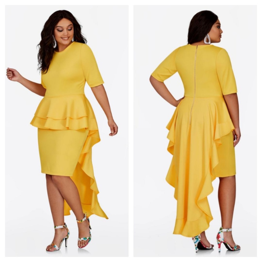 Lemon Yellow Peplum Dress